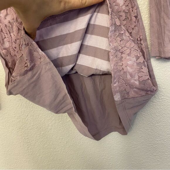 LOFT lavender purple lace 3/4 sleeve crew neck blouse top cotton casual S - Picture 4 of 9